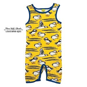 DUNS Sweden Sz 116 (6Y) Organic Puffin Print Romper